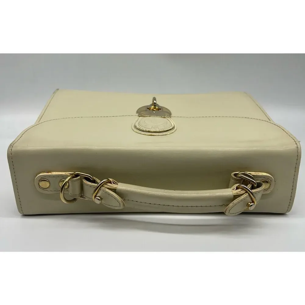 Design by Pristine brand vintage hard box cream handbag